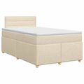 vidaXL Posteľ boxspring s matracom Krémová 120 x 200 cm Látka