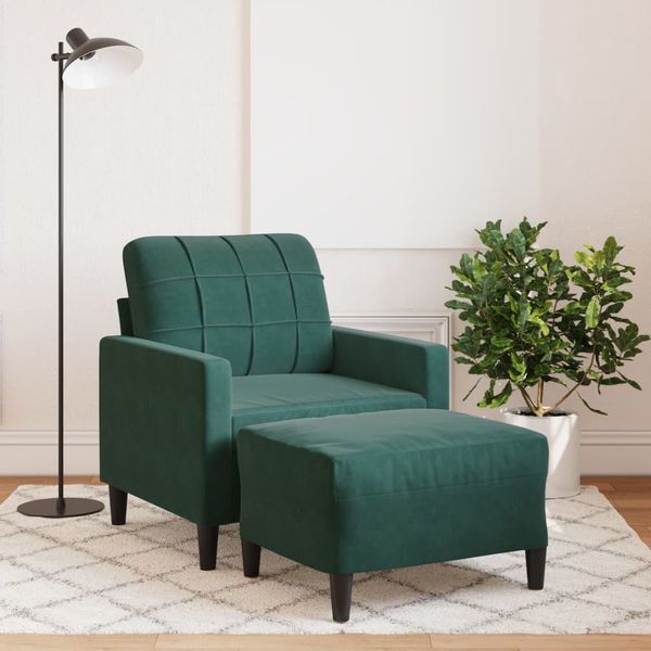 vidaXL Relaxačné kreslo s podnožkou tmavozelené 60 cm zamat