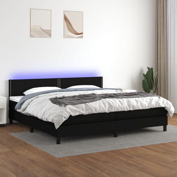 vidaXL Posteľ boxsping s matracom a LED čierna 200x200 cm látka