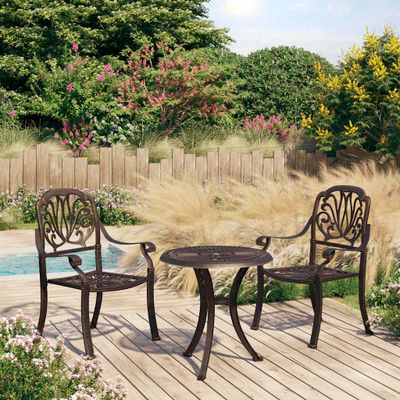 vidaXL 3-dielna bistro súprava liaty hliník bronzová