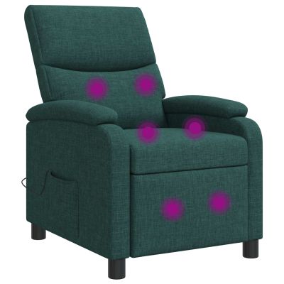 vidaXL Masážne relaxačné kreslo Tmavozelená Látka