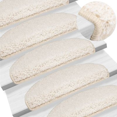 vidaXL Schodové rohože 10 ks 65x21x4 cm biele polkruhové veľké