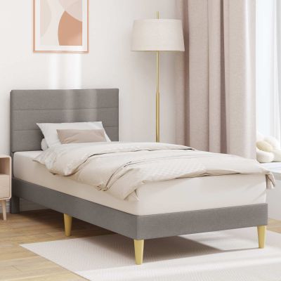 vidaXL Rám postele s čelnou doskou Sivohnedá 90 x 200 cm Látka
