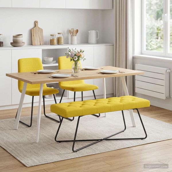 vidaXL Lavica s gombíkovým prešívaním Svetložltá 110 x 40 x 46 cm