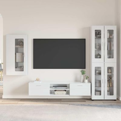 vidaXL Zostava TV skriniek so zásuvkou FLORIN 3 pcs Vysoký lesk bielej