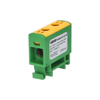 Svorka univerzálna UK 35/1 PE, 135A, 1pól., AL/CU, zakrytá, žl.-žl., na DIN