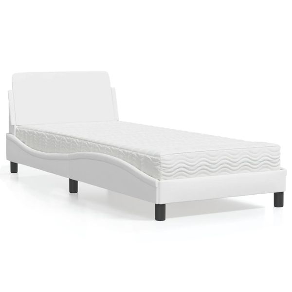 vidaXL Posteľ s matracom Dover biela 90x200 cm umelá koža