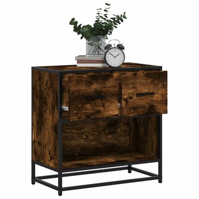 vidaXL Nočný stolík, dymový dub 60x31x60 cm, kompozitné drevo+kov