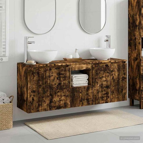 vidaXL Set kabinetov do kúpeľne 3 ks Dymový dub 49,5 x 41 x 64,5 cm