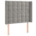 vidaXL Čelo postele s LED bledosivé 93x16x118/128 cm zamat