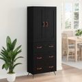 vidaXL Highboard Čierny dub 69,5 x 34 x 180 cm Kompozitné drevo