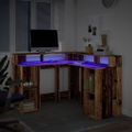 vidaXL Stôl s LED svetlami staré drevo 130x130x91 cm kompozitné drevo