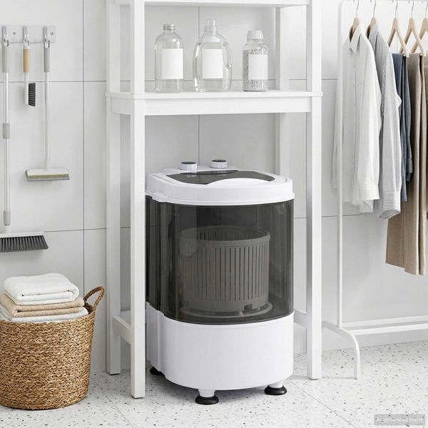 vidaXL Mini práčka s jednou nádobou 2,6 kg Čierna a biela