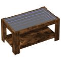 vidaXL Konferenčný stolík s LED dymový dub 93x53x45 cm kompozit. drevo