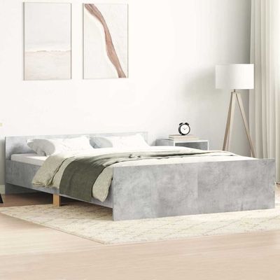 vidaXL Posteľný rám s predným a zadným čelom, betónovo sivý 135x190 cm