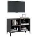 vidaXL TV stolík nohy z kovu sivý 69,5x30x50 cm