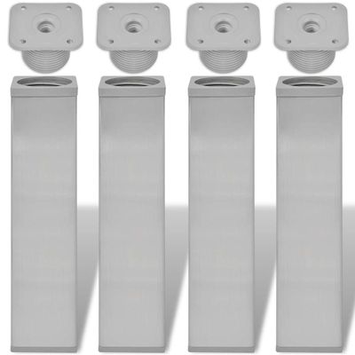 vidaXL Nohy pohovky 4 pcs Strieborná 38 x 38 x 180 mm Železo
