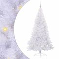 vidaXL Umelý vianočný stromček s 300 LED-i Biela 210 cm PVC a oceľ