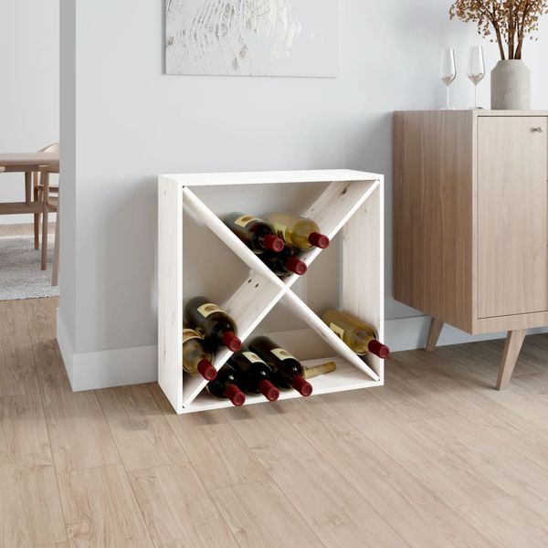 VidaXL Skrinka na víno biela 62x25x62 cm masívna borovica