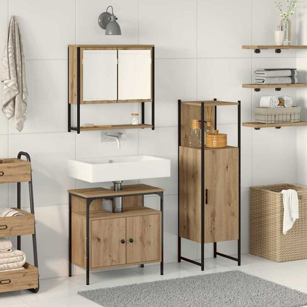 vidaXL Sada kúpeľňového nábytku Nástenný 3 pcs Hnedá Kompozitné drevo