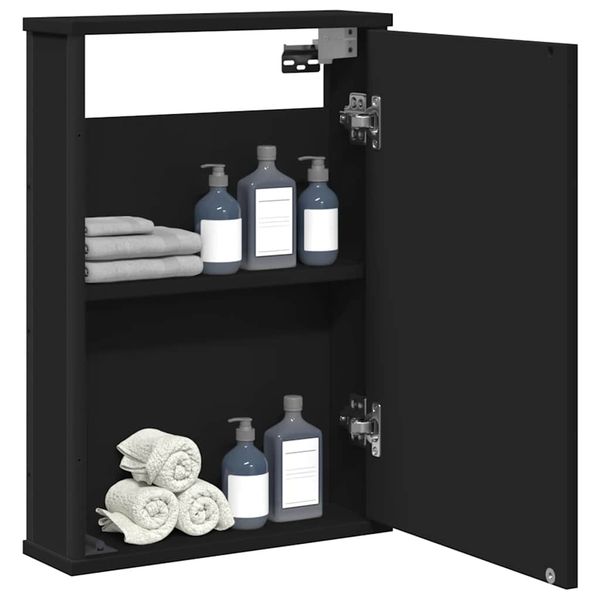 vidaXL Kúpeľňová skrinka so zrkadlom čierna 42x12x60cm kompozit. drevo