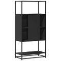 vidaXL Vysoká skrinka čierna 68x35x139 cm kompozitné drevo+kov