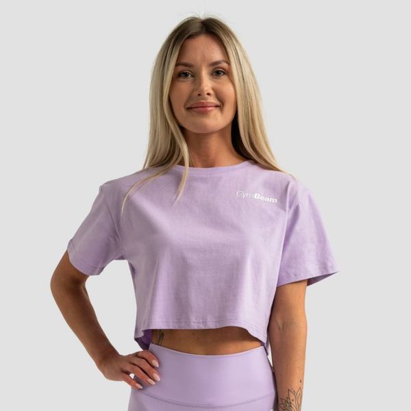 Dámske tričko Cropped Limitless Lavender - GymBeam, veľkosť L, veľkosť oblečenia L, 88% polyester, 12% elastan