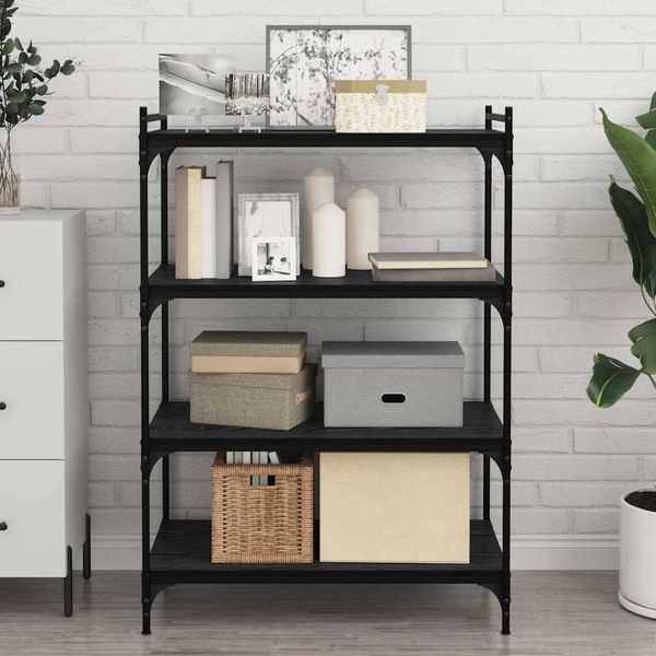 vidaXL Polica na knihy 4 pcs Čierny 80 x 40 x 1,5 cm Kompozitné drevo