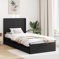 vidaXL Posteľový rám s úložným priestorom a čelom Čierna 90 x 190 cm
