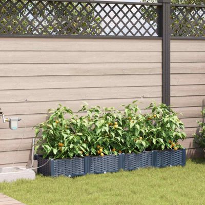 vidaXL Záhradný kvetináč 4 pcs Biely 160 x 40 x 22 cm Plast