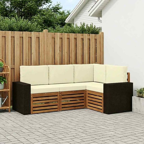 vidaXL Súpravy pohoviek s vankúšom 4 pcs Pevné akáciové drevo