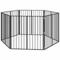 vidaXL Psia brána 6 ks Čierna 100 x 100 cm Pozinkovaná oceľ