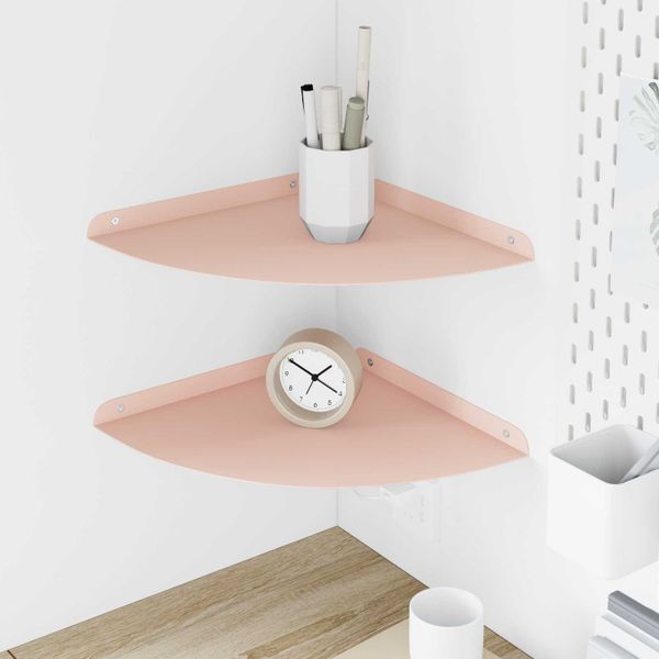 vidaXL Závesná polica s poličkou 2 pcs Ružová 30 x 30 x 2 cm