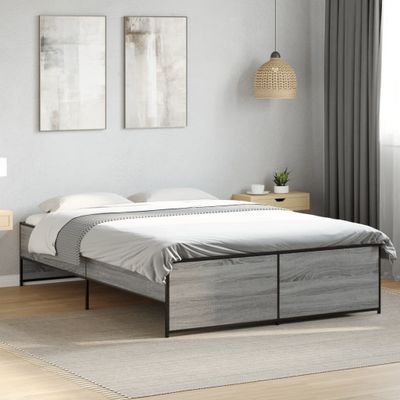 vidaXL Posteľný rám sivý sonoma 120x190 cm kompozitné drevo a kov