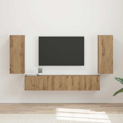 vidaXL Sada nástenného kabinetu na TV Nástenný 4 pcs Remeselný dub