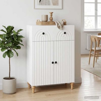 vidaXL Servírovacia skriňa Biela 66 x 34,5 x 90 cm Kompozitné drevo
