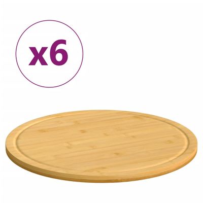 vidaXL Dosky na krájanie 6 ks Ø30x1,5 cm bambus