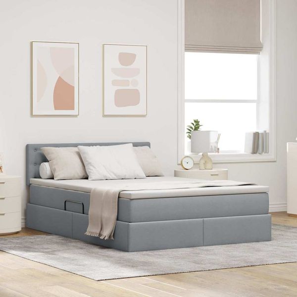 vidaXL Postel s úložným prostorem a matrací Svetlosivá 140 x 190 cm