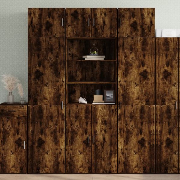 vidaXL Vysoká skrinka dymový dub 70x42,5x185 cm kompozitné drevo