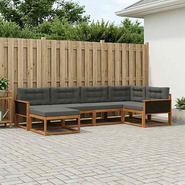 vidaXL Záhradná súprava gaučov s vankúšom 6 pcs Prírodná a antracitová