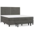 vidaXL Posteľný rám boxspring s matracom tmavosivý 180x200 cm zamat