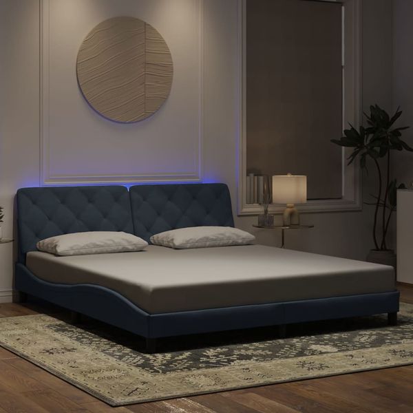 vidaXL Rám postele s LED bez matraca tmavosivý 180x200 cm zamat