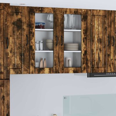 vidaXL Nástenný sklenený kabinet LUCCA Dymový dub 80 x 31 x 80 cm