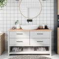 vidaXL Kúpeľňová doska 140x50x(2-4) cm neošetrený masív