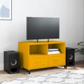 vidaXL TV skrinka horčicovožltá 68x39x43,5 cm oceľ
