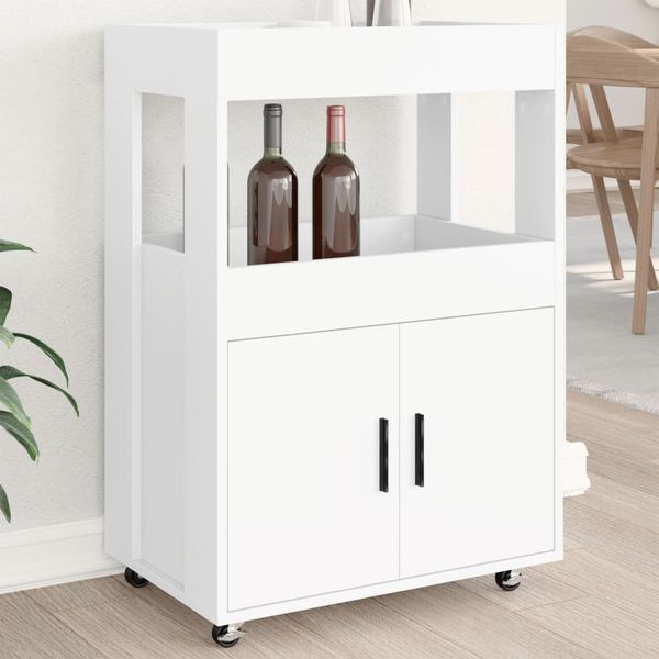 vidaXL Barový vozík biely 60x39,5x89 cm kompozitné drevo