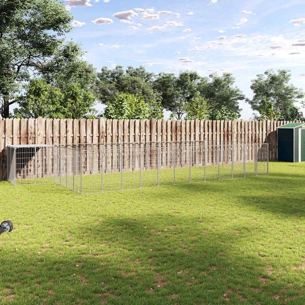 vidaXL Koterec pre psy strieborný 22,99 m² oceľ