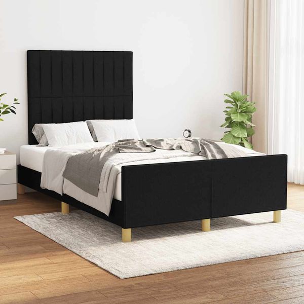 vidaXL Posteľ bez matraca čierna 120x200 cm látka