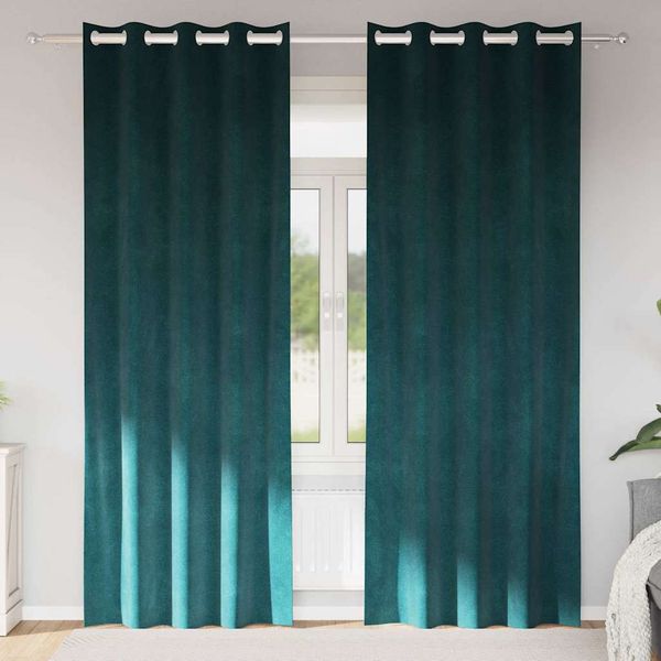 vidaXL Zatemňovacie závesy 2 pcs Tmavozelená 140 x 260 cm Zamat