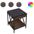 vidaXL Nočný stolík s nekonečnými LED hnedý dub 40x40x49 cm